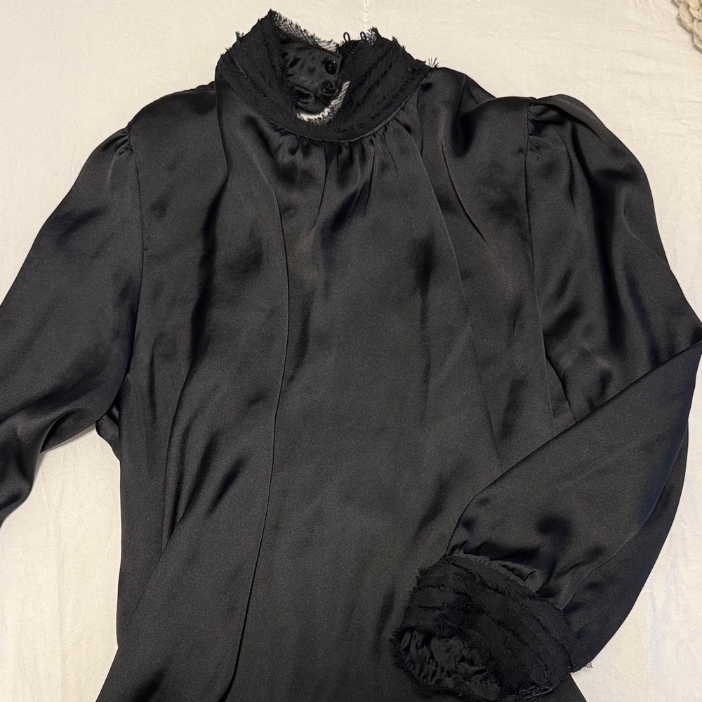 Zara Black Satin Blouse